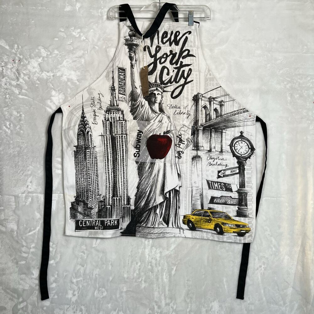 Kitchen Chic Apron New York City One Size NYC Taxi Statue Of Liberty NWT